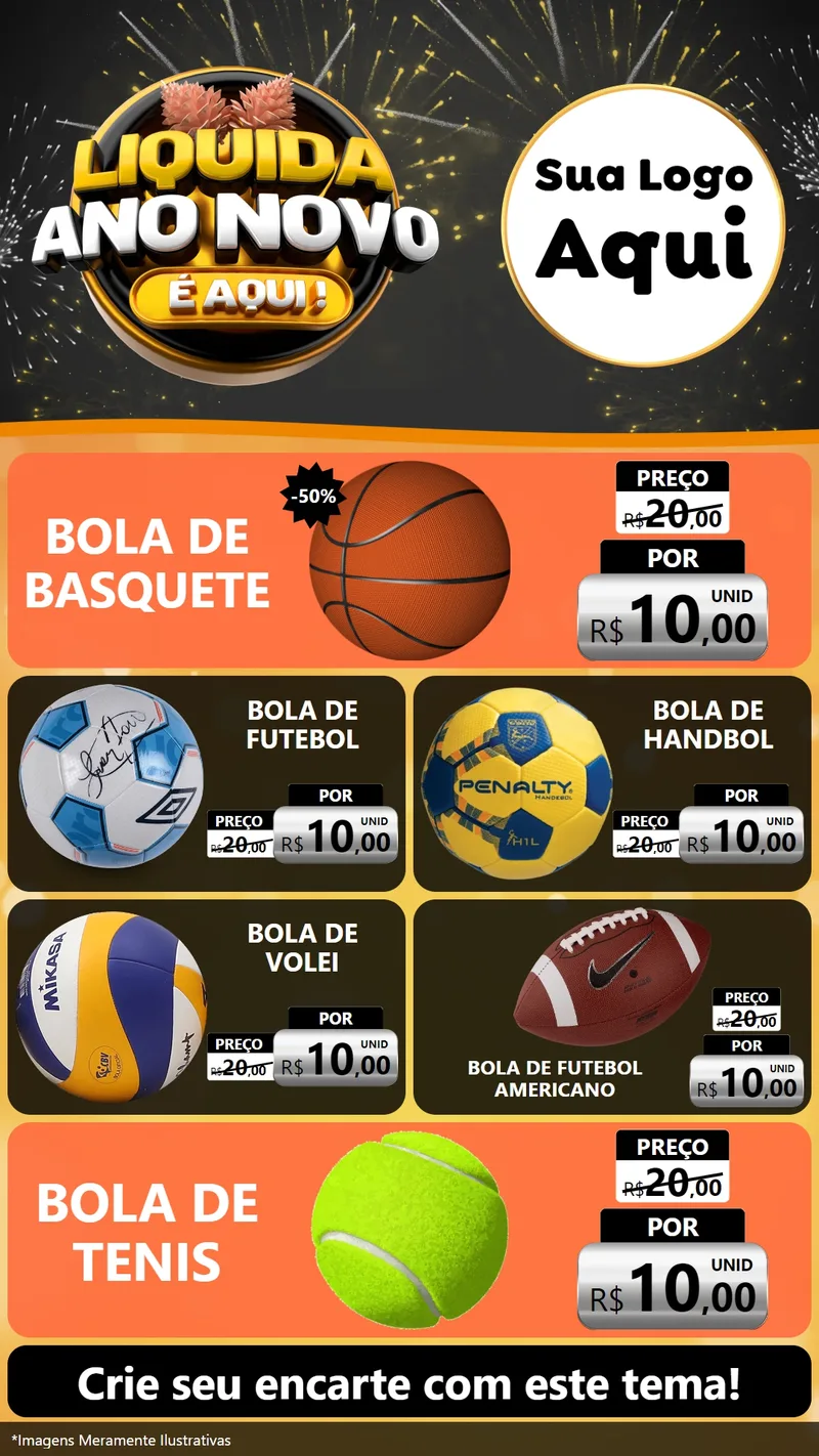 Modelo de TV para TV Vertical com o tema Liquida Ano Novo É Aqui! para Artigos Esportivos