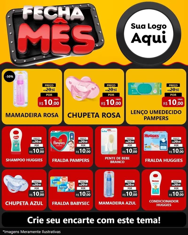 Modelo de Rede Social para Feed Instagram com o tema Fecha Mês para Bebês