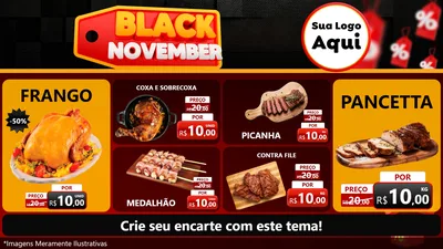Modelo de TV para TV Horizontal com o tema Black November para Assados
