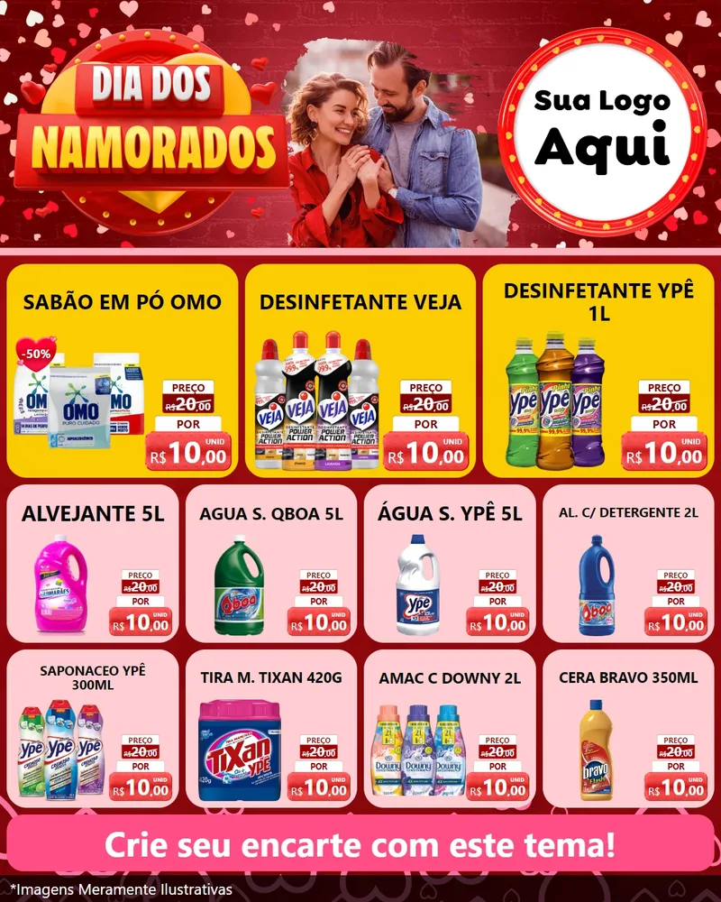 Modelo de Rede Social para Feed Instagram com o tema Dia Dos Namorados para Produtos de Limpeza