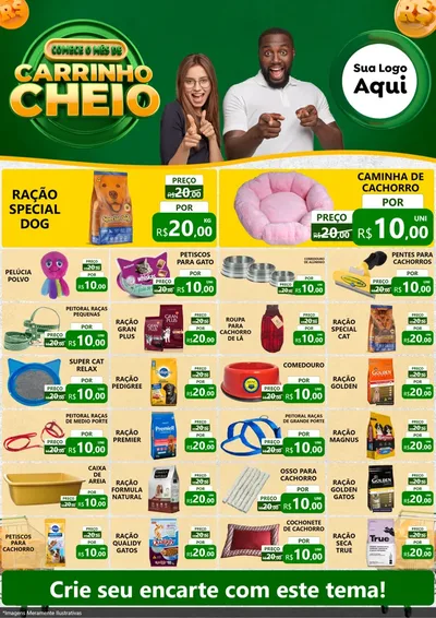 Modelo de Encarte para Encarte A4 Vertical com o tema Carrinho Cheio para Pet Shop