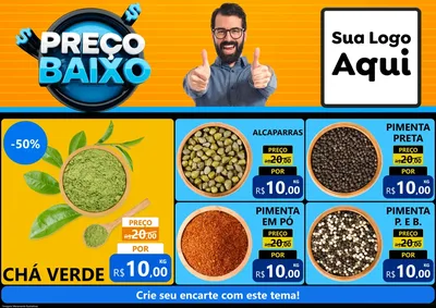 Modelo de Encarte para Encarte A4 Horizontal com o tema Preço Baixo para Produtos Naturais