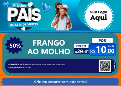 Modelo de Cartaz para Cartaz A4 Horizontal com o tema Dia Dos Pais Repleto de Ofertas para Restaurante