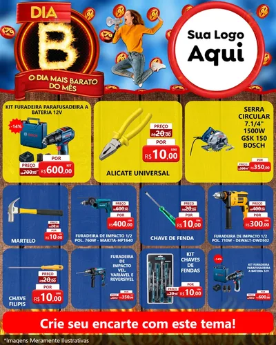 Modelo de Rede Social para Feed Instagram com o tema Dia B - O Dia Mais Barato Do Mês para Maquinas e Ferramentas