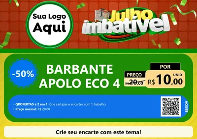 Modelo de Cartaz para Cartaz A4 Horizontal com o tema Julho Imbatível para Armarinho e Aviamentos