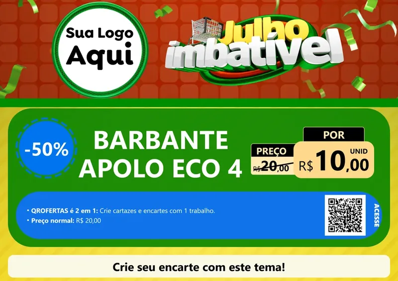 Modelo de Cartaz para Cartaz A4 Horizontal com o tema Julho Imbatível para Armarinho e Aviamentos