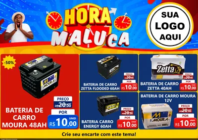 Modelo de Encarte para Encarte A4 Horizontal com o tema Hora Maluca para Baterias Elétricas