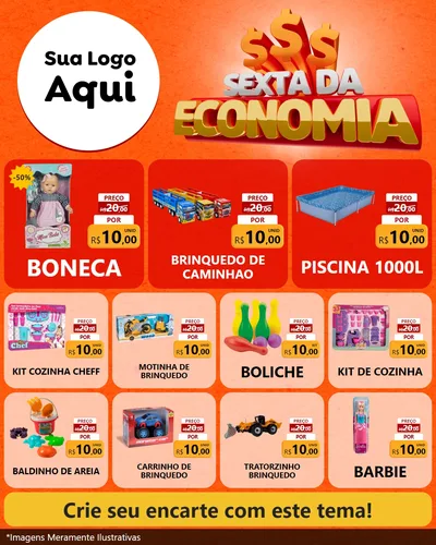Modelo de Rede Social para Feed Instagram com o tema Sexta da Economia para Brinquedos