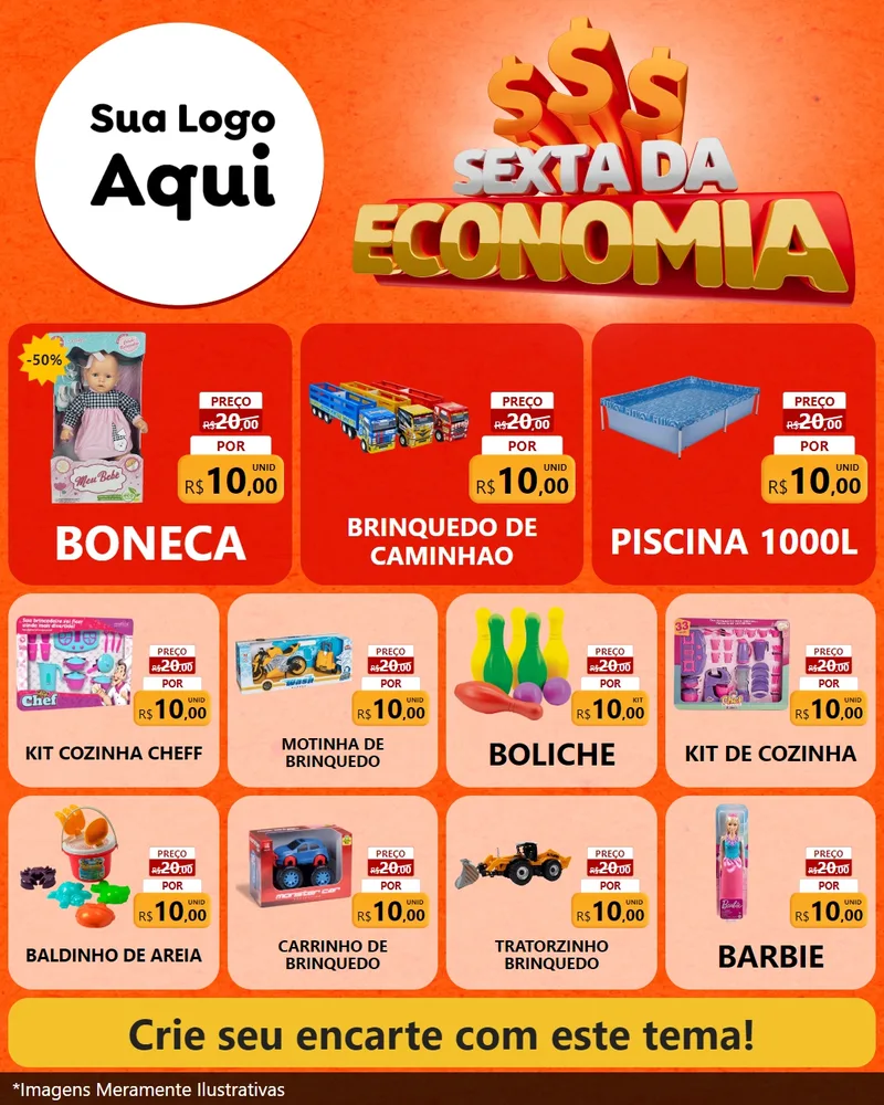 Modelo de Rede Social para Feed Instagram com o tema Sexta da Economia para Brinquedos