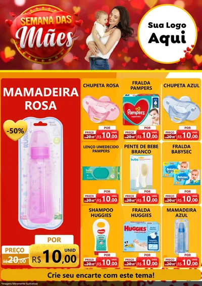 Modelo de Encarte para Encarte A4 Vertical com o tema Semana das Mães para Bebês