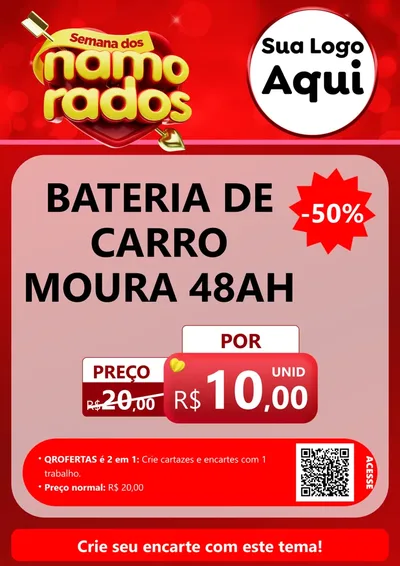 Modelo de Cartaz para Cartaz A4 Vertical com o tema Semana dos namorados para Baterias Elétricas