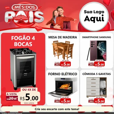 Modelo de Rede Social para Feed Facebook com o tema Mês dos Pais para Móveis e Eletro