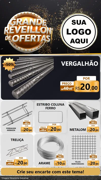 Modelo de Rede Social para Stories com o tema Grande Réveillon de Ofertas para Ferragens