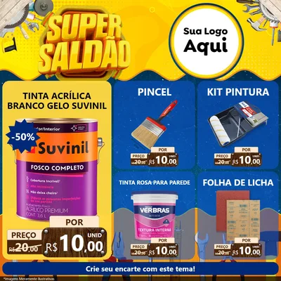 Modelo de Rede Social para Feed Facebook com o tema Super Saldão para Tintas e Ferramentas