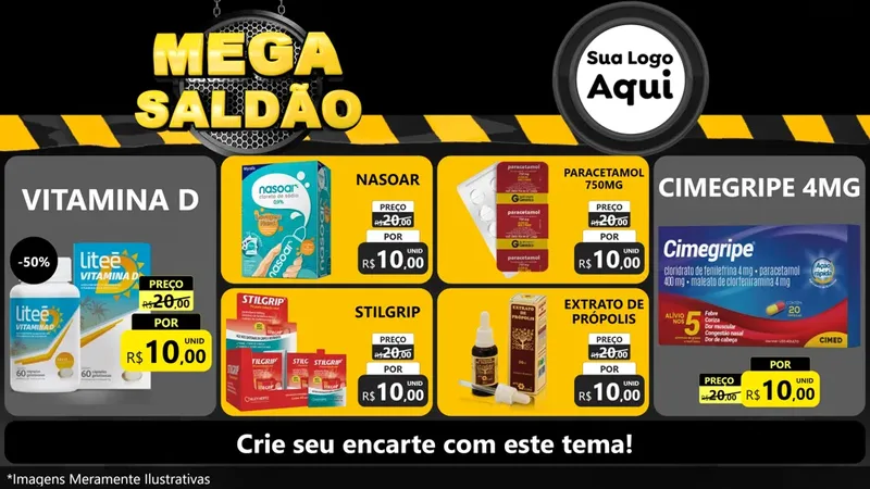 Modelo de TV para TV Horizontal com o tema Mega Saldão para Farmácia