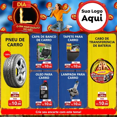 Modelo de Rede Social para Feed Facebook com o tema Dia L - O Dia Mais Barato Do Mês para Auto peças