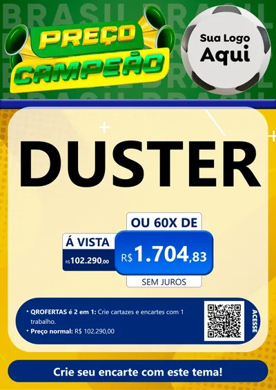 Modelo de Cartaz para Cartaz A4 Vertical com o tema Preço Campeão - Copa para Concessionaria de Carros