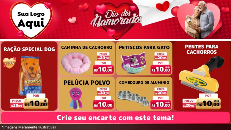 Modelo de TV para TV Horizontal com o tema Dia Dos Namorados para Pet Shop