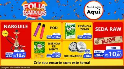 Modelo de TV para TV Horizontal com o tema Folia de Preços Baixos para Tabacaria