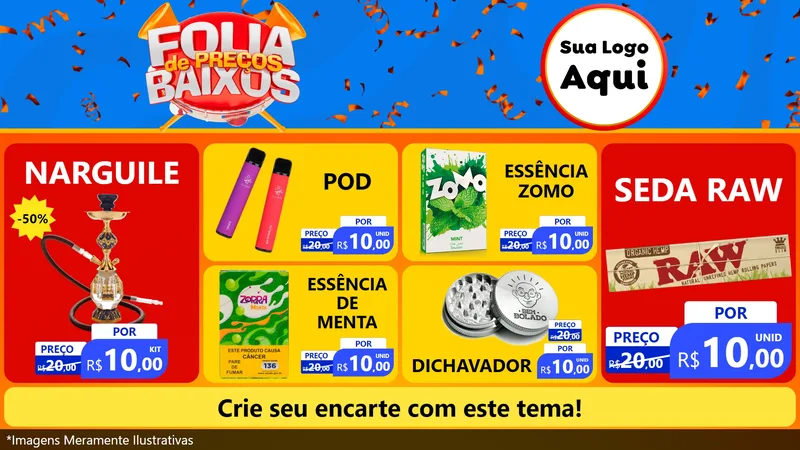 Modelo de TV para TV Horizontal com o tema Folia de Preços Baixos para Tabacaria
