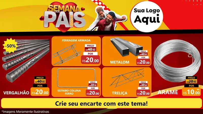 Modelo de TV para TV Horizontal com o tema Semana Dos Pais para Ferragens
