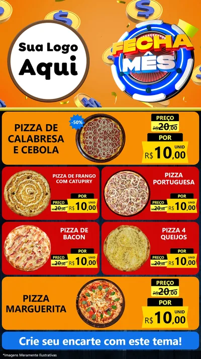 Modelo de TV para TV Vertical com o tema Fecha Mês para Pizzaria