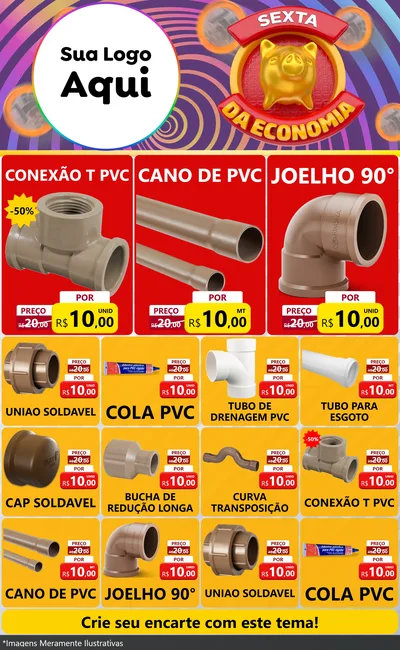 Modelo de Encarte para Encarte Grande com o tema Sexta da Economia para Tubos e conexões