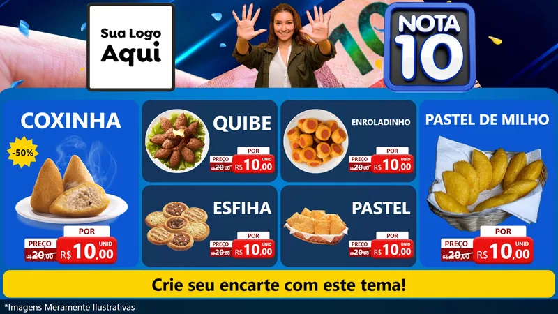 Modelo de TV para TV Horizontal com o tema Nota 10 para Salgadaria