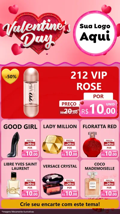 Modelo de Rede Social para Stories com o tema Valentine's Day para Perfumes