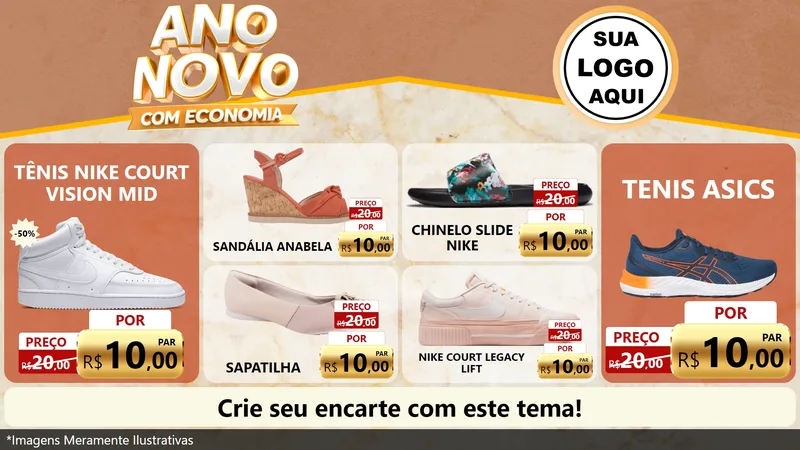 Modelo de TV para TV Horizontal com o tema Ano Novo Com Economia para Calçados