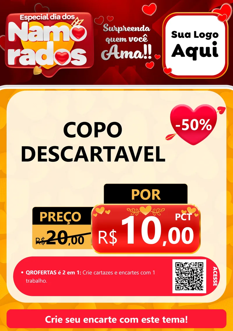 Modelo de Cartaz para Cartaz A4 Vertical com o tema Especial Dia dos Namorados para Embalagens