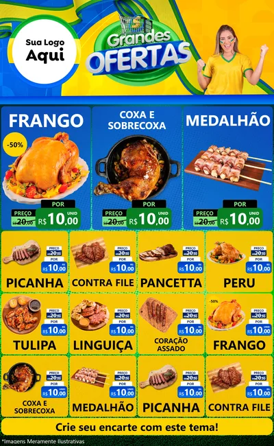 Modelo de Encarte para Encarte Grande com o tema Grandes Ofertas para Assados