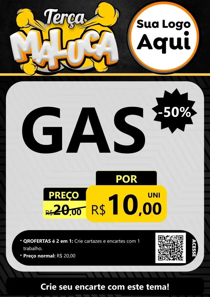Modelo de Cartaz para Cartaz A4 Vertical com o tema Terça Maluca para Água e gás