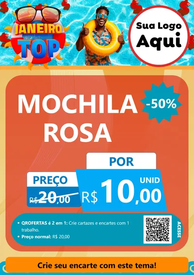 Modelo de Cartaz para Cartaz A4 Vertical com o tema Janeiro Top para Papelaria