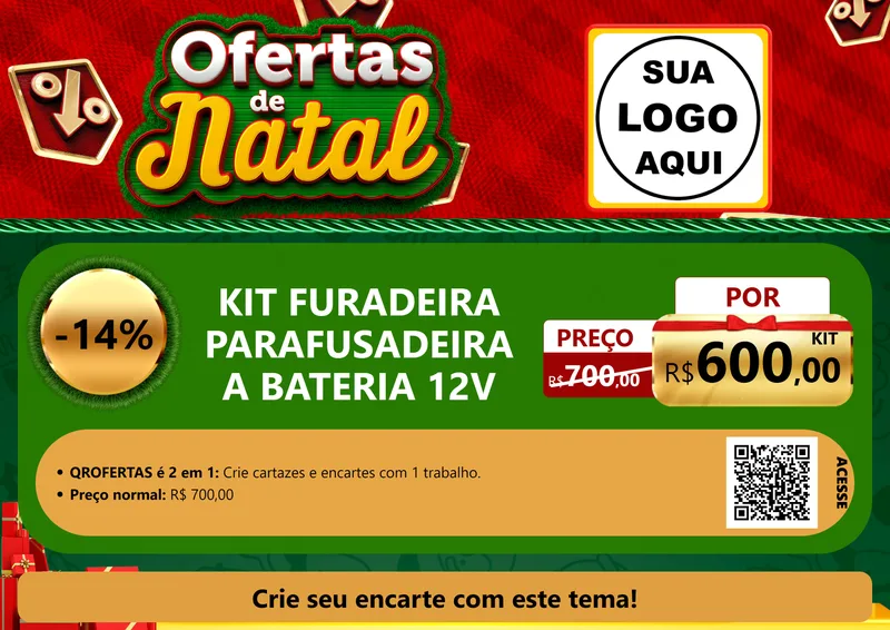 Modelo de Cartaz para Cartaz A4 Horizontal com o tema Ofertas de Natal para Maquinas e Ferramentas