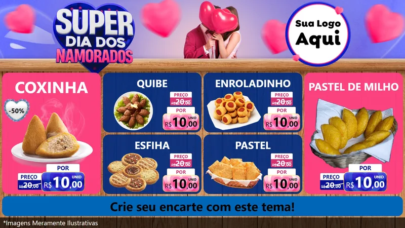Modelo de TV para TV Horizontal com o tema Super Dia dos Namorados para Salgadaria