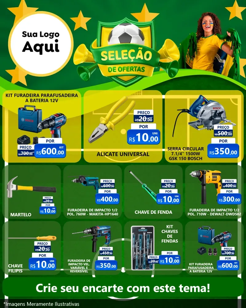 Modelo de Rede Social para Feed Instagram com o tema Seleção de Ofertas - Copa para Maquinas e Ferramentas