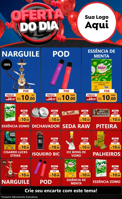 Modelo de Encarte para Encarte Grande com o tema Oferta do Dia para Tabacaria