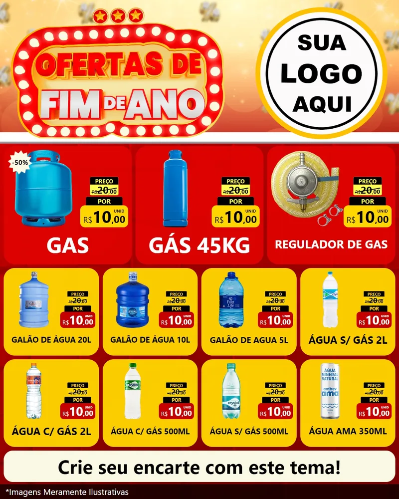 Modelo de Rede Social para Feed Instagram com o tema Ofertas de Fim de Ano para Água e gás