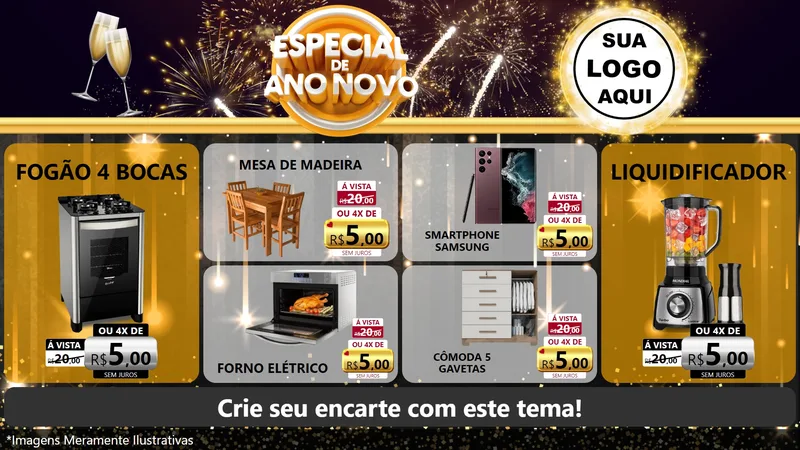 Modelo de TV para TV Horizontal com o tema Especial de Ano Novo para Móveis e Eletro