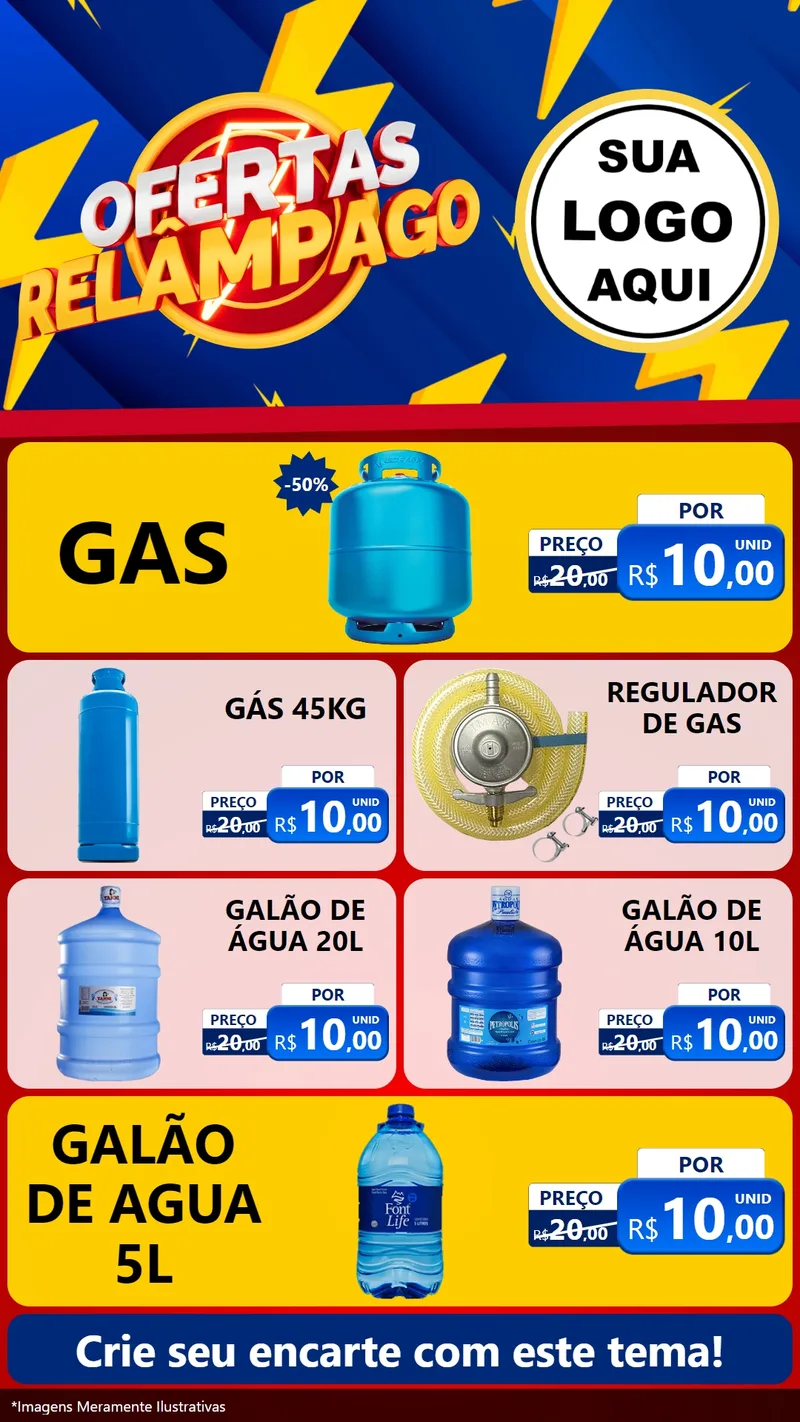 Modelo de TV para TV Vertical com o tema Ofertas Relâmpago para Água e gás