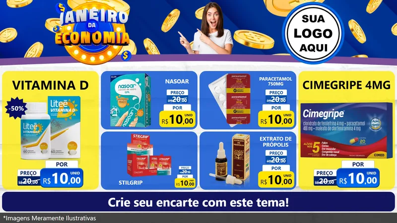 Modelo de TV para TV Horizontal com o tema Janeiro da Economia para Farmácia