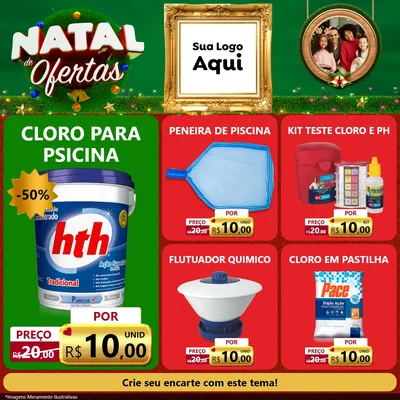 Modelo de Rede Social para Feed Facebook com o tema Natal de Ofertas para Produtos para Piscina