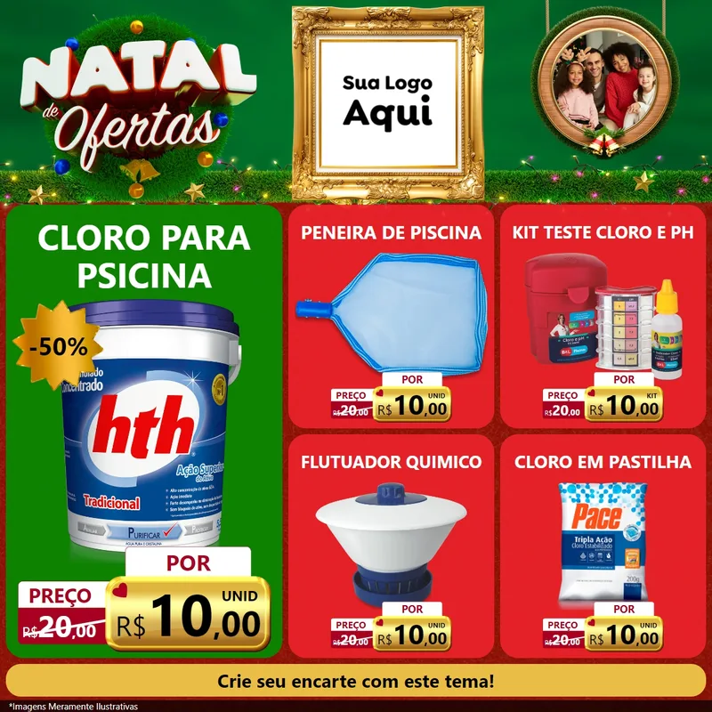 Modelo de Rede Social para Feed Facebook com o tema Natal de Ofertas para Produtos para Piscina