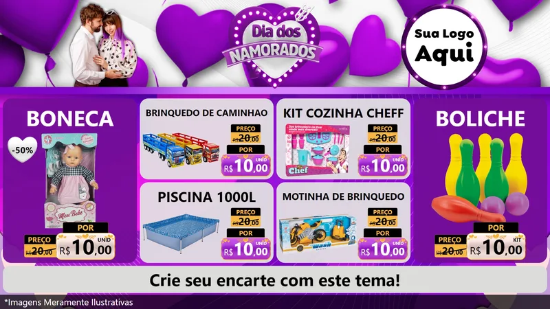 Modelo de TV para TV Horizontal com o tema Dia dos Namorados para Brinquedos