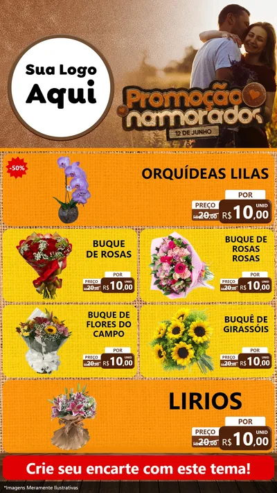 Modelo de TV para TV Vertical com o tema Promoção Namorados para Floricultura e jardim