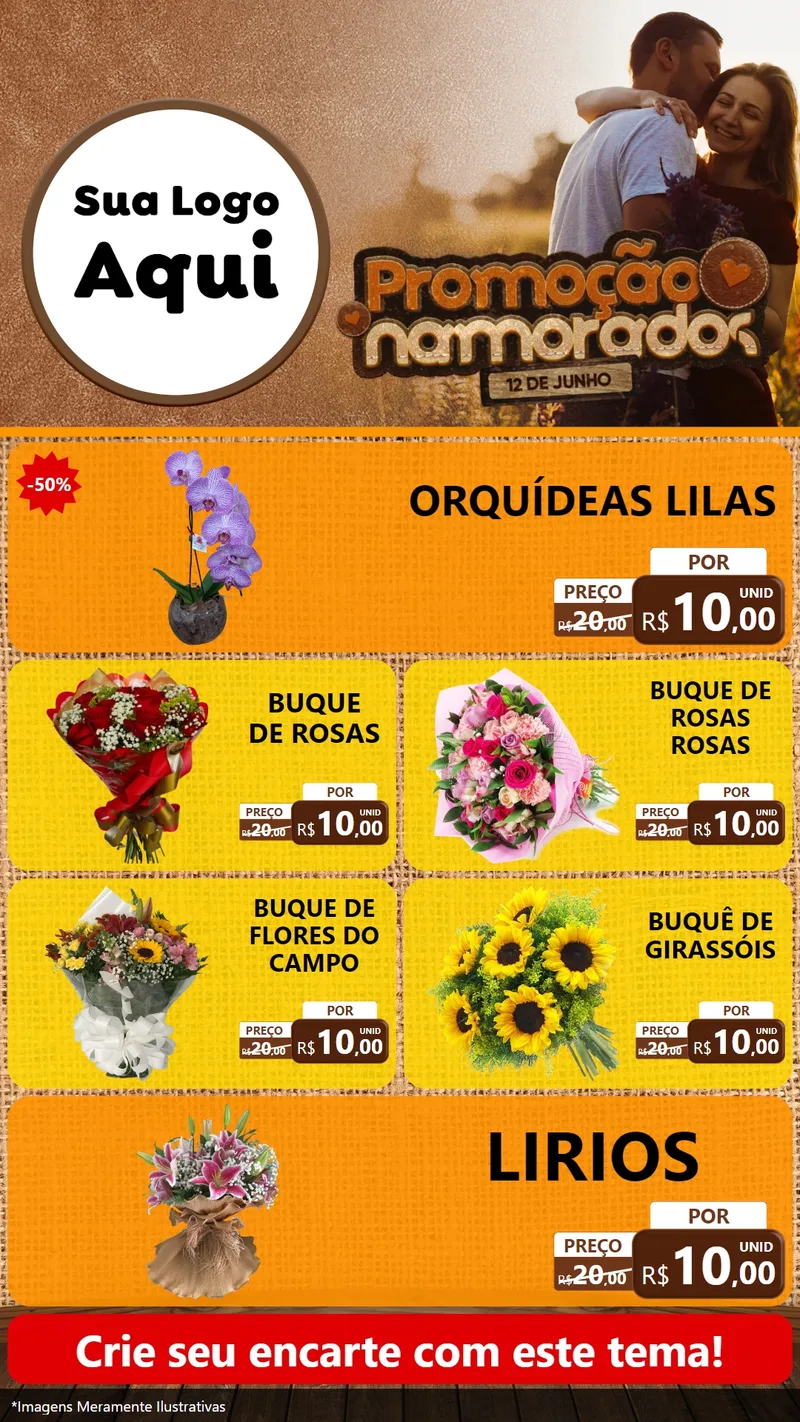 Modelo de TV para TV Vertical com o tema Promoção Namorados para Floricultura e jardim