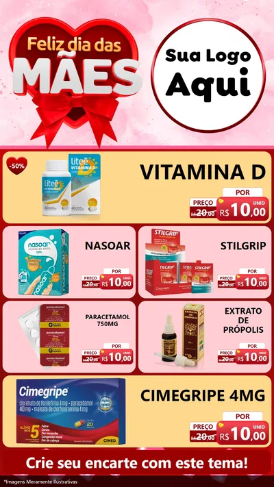 Modelo de TV para TV Vertical com o tema Feliz Dia Das Mães para Farmácia