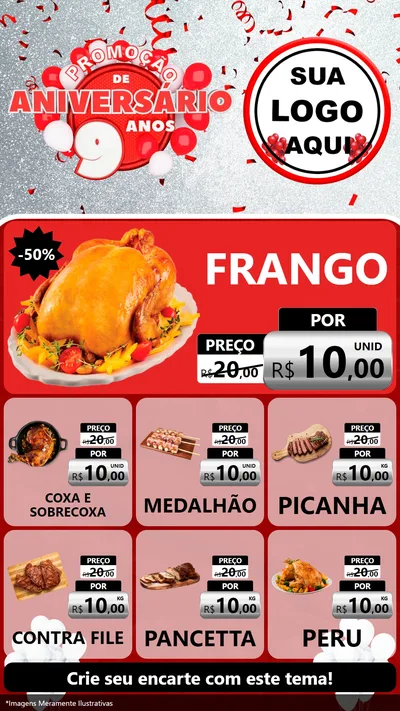 Modelo de Rede Social para Stories com o tema Promoção de Aniversário - 9 Anos para Assados