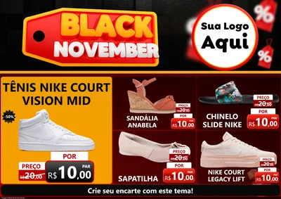 Modelo de Encarte para Encarte A4 Horizontal com o tema Black November para Calçados